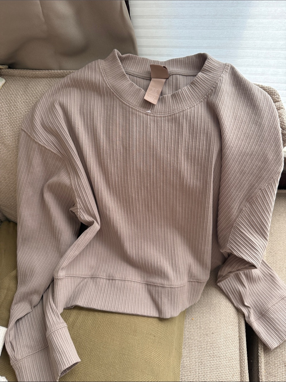 H&M Ribbed Long Sleeve Top in Pink Size XS Like New